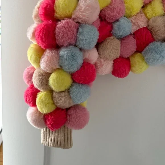 ❌SOLD❌Alice + Olivia Fawn Pompom Cropped Jacket XS/S Multicolor Cardigan Ribbed - Picture 12 of 15